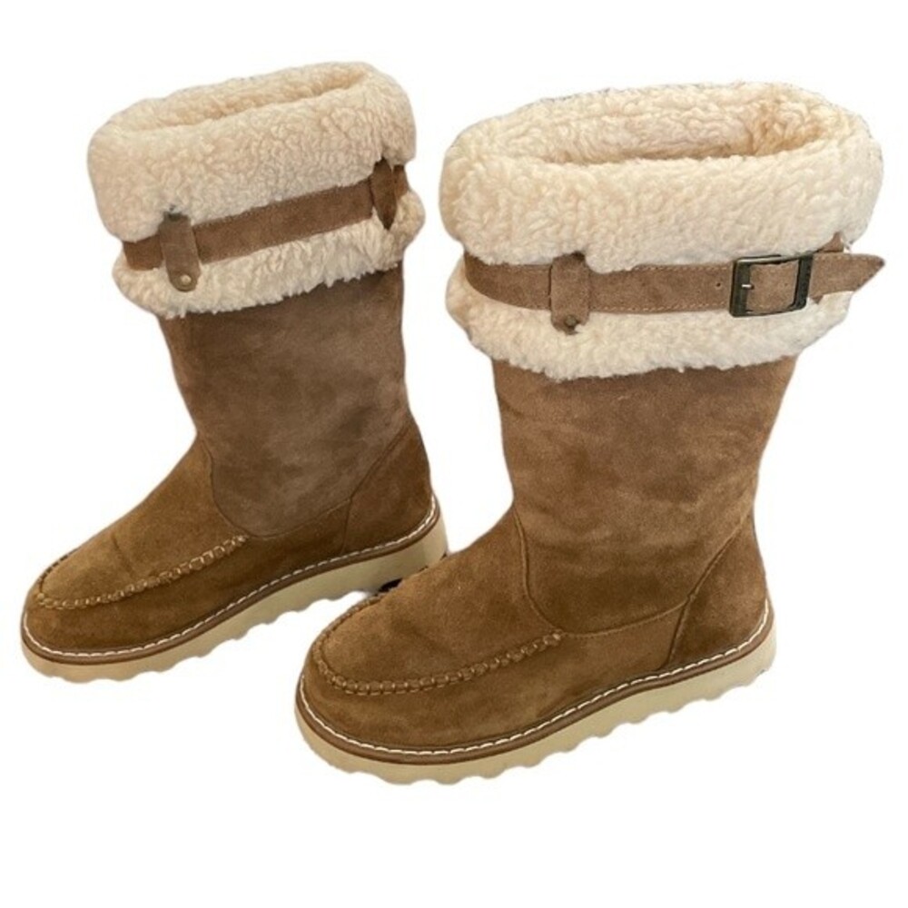 BEARPAW Avery Suede Winter Boots‎ Size 6 Fur Lined Shoes